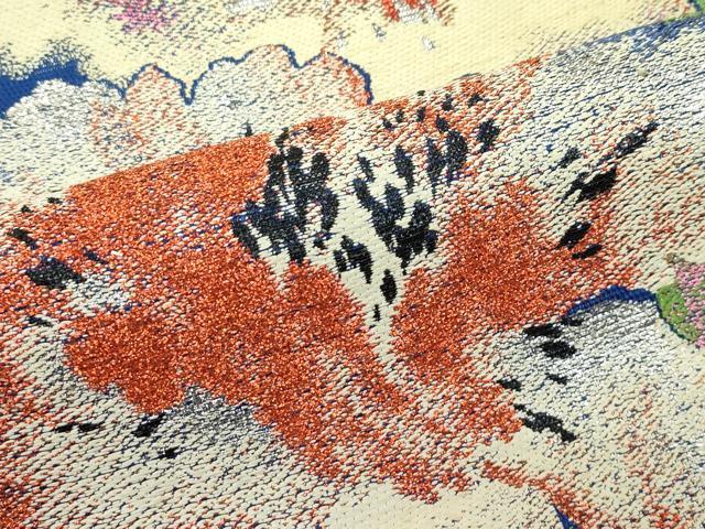 平和屋着物*夏物 龍村平蔵製 六通柄 本袋帯 双研花 銀糸 正絹 逸品 CABL5441rv