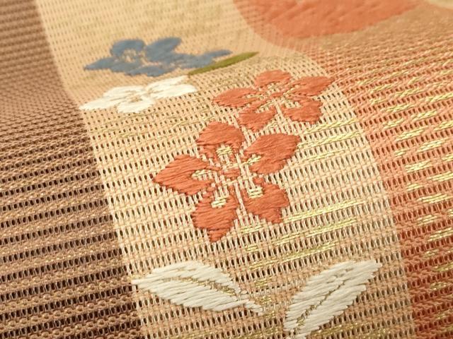 平和屋着物*夏物 西陣 六通柄袋帯 唐織 草花間道 金糸 証紙付き 正絹 逸品 未使用 CABL5453rv