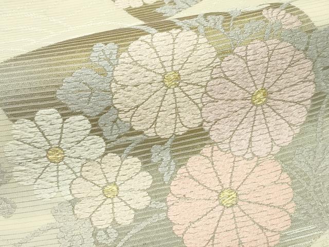 平和屋着物*夏物 西陣 老舗 渡文謹製 手織 六通柄袋帯 本絽袋 唐織 色紙秋草文 金銀糸 正絹 逸品 未使用 CABL5460rv