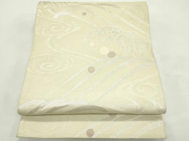 平和屋着物*夏物 六通柄袋帯 立波文 銀糸 正絹 逸品 CABL5465rv