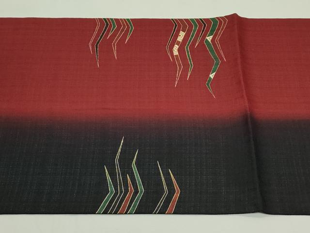 平和屋着物*夏物 太鼓柄袋帯 ハーブ草木染工房 夢染里 桐生夏紬帯 抽象文 島善織物 証紙付き 正絹 逸品 CABL5477rv