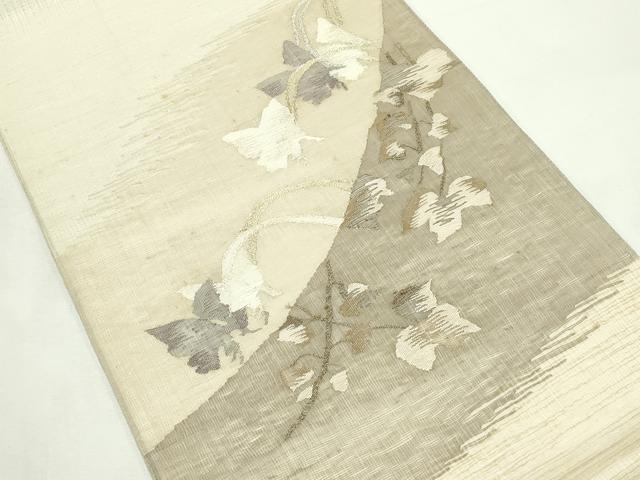平和屋着物*夏物 太鼓柄袋帯 すくい織 草花文 金銀糸 正絹 逸品 未使用 CABL5496rv