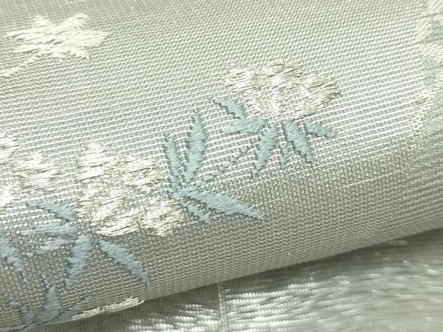 平和屋着物*夏物 六通柄袋帯 唐織 草花文 銀糸 正絹 逸品 CABL5497rv