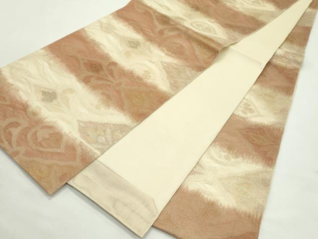 平和屋着物*夏物 全通柄袋帯 草花横段文 金糸 正絹 逸品 CABL5500rv