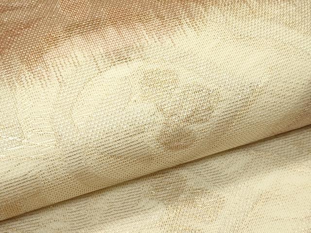 平和屋着物*夏物 全通柄袋帯 草花横段文 金糸 正絹 逸品 CABL5500rv