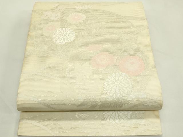 平和屋着物*夏物 六通柄袋帯 唐織 秋草文 銀糸 正絹 逸品 CABL5512rv