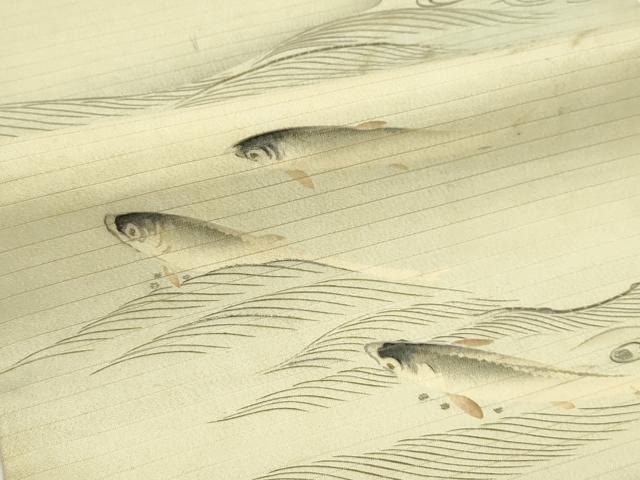 平和屋着物*夏物 アンティーク 大正ロマン 六通柄 京袋帯 刺繍 魚 銀糸 正絹 逸品 CABL5513rv