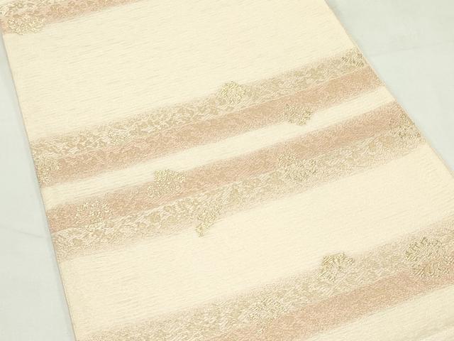 平和屋着物*夏物 六通柄袋帯 草花横段文 金糸 正絹 逸品 CABL5579rv