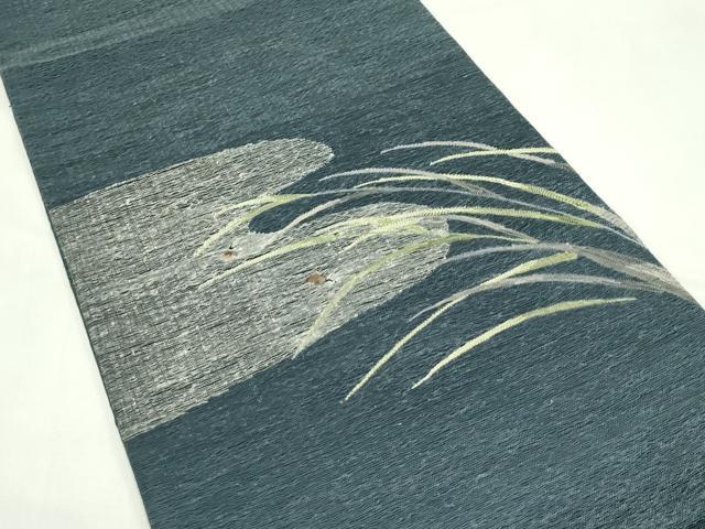 平和屋着物*夏物 太鼓柄袋帯 すくい織 夏虫 草木文 正絹 逸品 CABL5592rv
