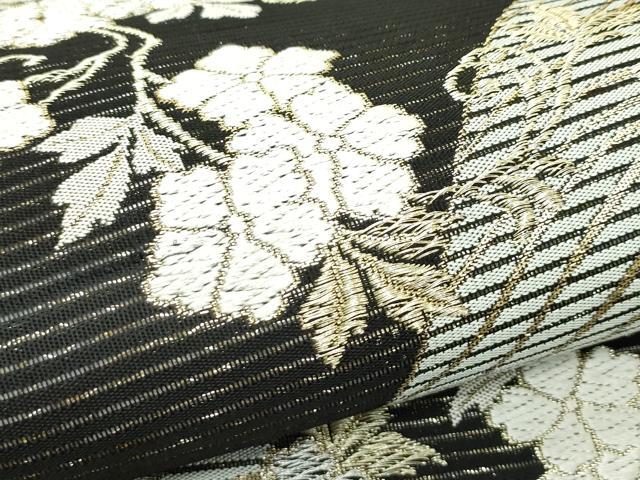 平和屋着物*夏物 六通柄袋帯 唐織 地紙花唐草文 黒地 金銀糸 正絹 逸品 CABL5598rv