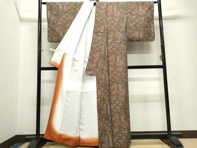 平和屋着物■小紋 切嵌花鳥文 洗える着物 CABL5652ou