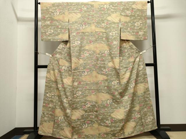 平和屋着物■上質な小紋 雲取り草花丸文 正絹 逸品 CABL5679ou