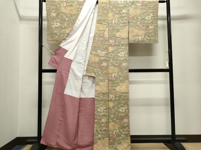 平和屋着物■上質な小紋 雲取り草花丸文 正絹 逸品 CABL5679ou