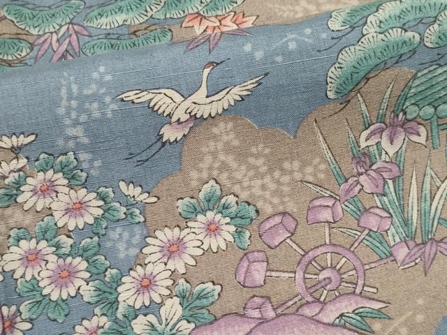 平和屋着物■上質な紬 花鳥風景文 正絹 逸品 CABL5709ou
