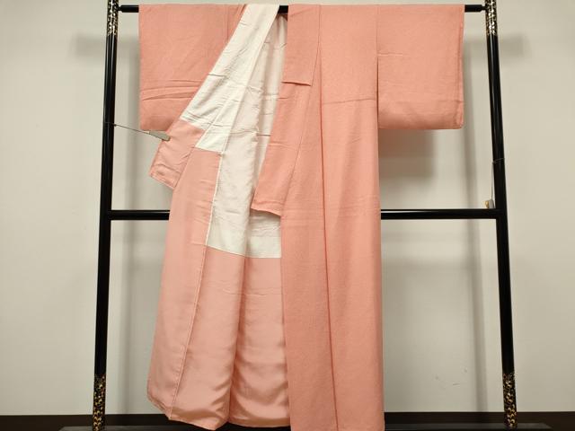 平和屋着物■上質な色無地 珊瑚色 正絹 逸品 CABL5722oy