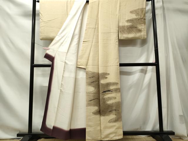 平和屋着物■訪問着 手描き 刺繍 立波文 正絹 逸品 CABL5734oy