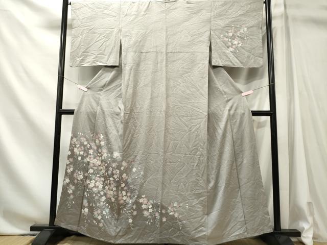平和屋着物■訪問着 作家物 枝桜文 銀彩 正絹 逸品 CABL5754oy