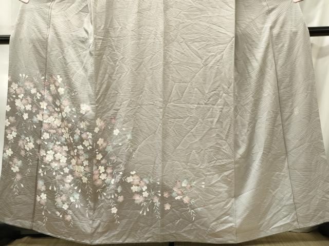 平和屋着物■訪問着 作家物 枝桜文 銀彩 正絹 逸品 CABL5754oy