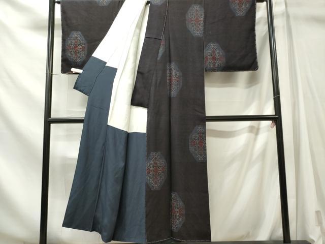 平和屋着物■上質な紬 80亀甲 幾何学文様 正絹 逸品 CABL5757ou