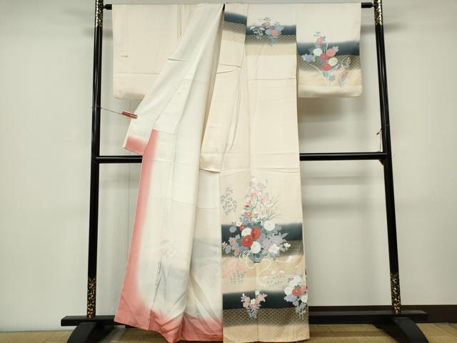 平和屋着物■訪問着 花籠文 暈し染め 正絹 逸品 CABL5763ou
