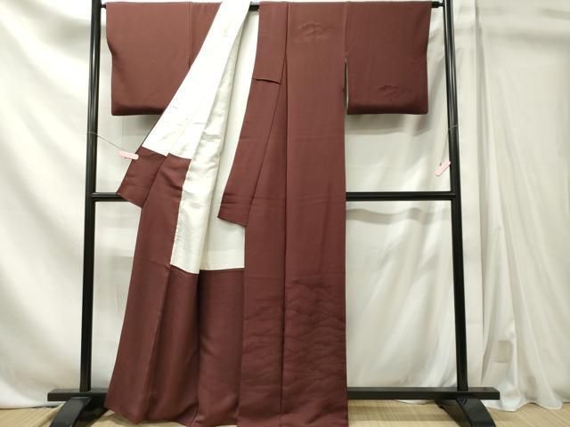 平和屋着物■訪問着 風景地紋 栗皮茶色 正絹 逸品 CABL5848ou