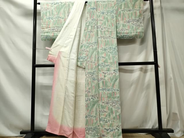 平和屋着物■上質な小紋 草花文 鬼しぼ縮緬 正絹 逸品 未使用 CABL5863ou