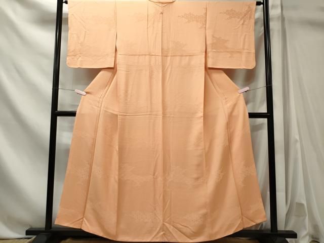 平和屋着物■上質な色無地 吉祥地紋 洒落柿色 正絹 逸品 CABL5867ou