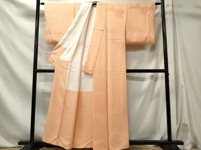 平和屋着物■上質な色無地 吉祥地紋 洒落柿色 正絹 逸品 CABL5867ou