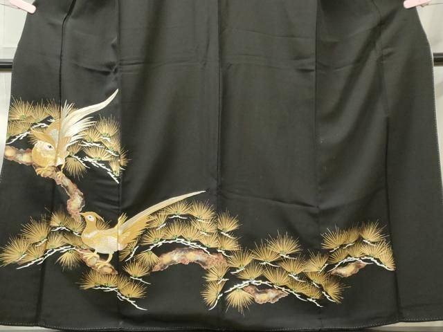 平和屋着物■豪華黒留袖 尾長鳥枝松文 金彩 正絹 逸品 CABL5872ou