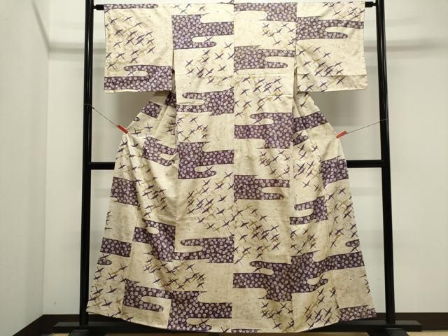 平和屋着物■上質な小紋 飛鶴花唐草文 金彩 正絹 逸品 CABL5876ou