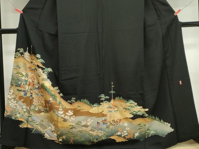 平和屋着物■豪華黒留袖 作家物 駒刺繍 鉾人物風景文 金銀彩 正絹 逸品 CABL5879ou