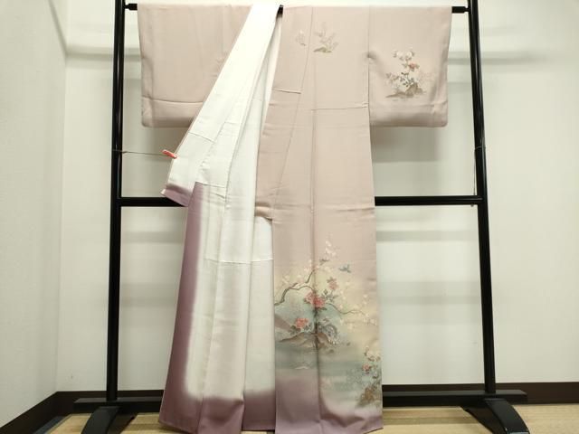 平和屋着物■訪問着 風景花鳥文 暈し染め 金彩 正絹 逸品 CABL5880ou