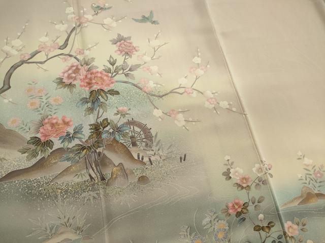 平和屋着物■訪問着 風景花鳥文 暈し染め 金彩 正絹 逸品 CABL5880ou