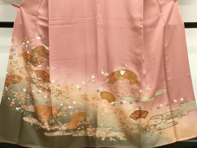 平和屋着物■訪問着 地紙草花文 暈し染め 金彩 正絹 逸品 CABL5881ou