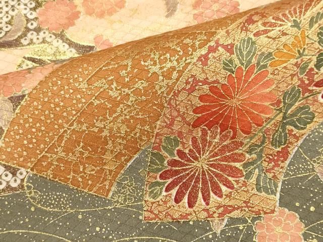 平和屋着物■訪問着 地紙草花文 暈し染め 金彩 正絹 逸品 CABL5881ou