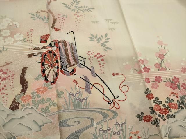 平和屋着物■訪問着 御所車風景花文 暈し染め 正絹 逸品 CABL5882ou