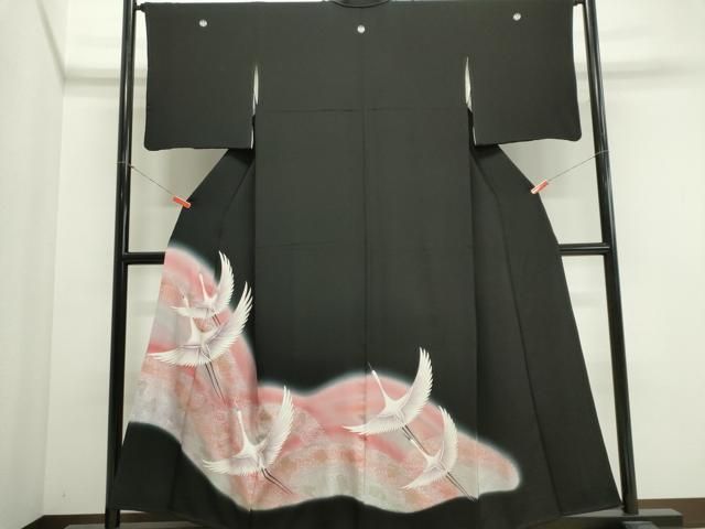 平和屋着物■豪華黒留袖 飛鶴文 暈し染め 金銀彩 正絹 逸品 CABL5887ou