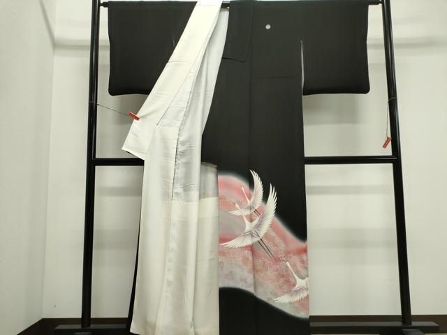 平和屋着物■豪華黒留袖 飛鶴文 暈し染め 金銀彩 正絹 逸品 CABL5887ou