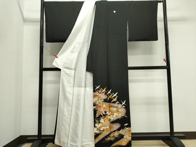 平和屋着物■豪華黒留袖 飛鶴人物風景文 正絹 逸品 CABL5897ou