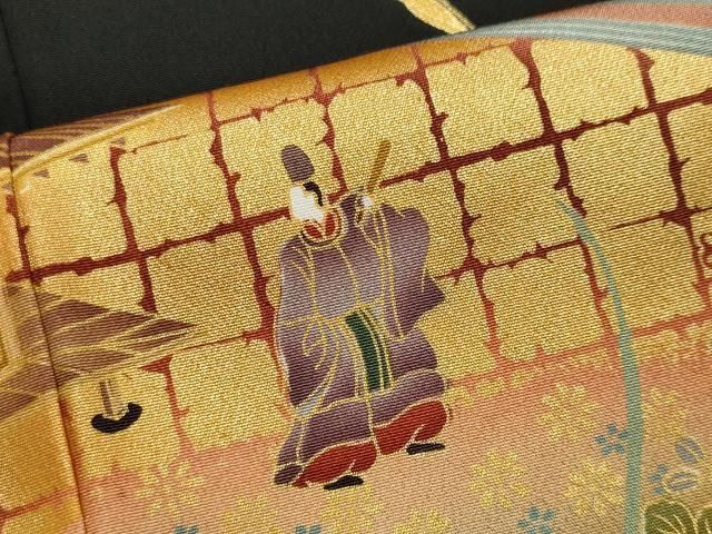 平和屋着物■豪華黒留袖 飛鶴人物風景文 正絹 逸品 CABL5897ou