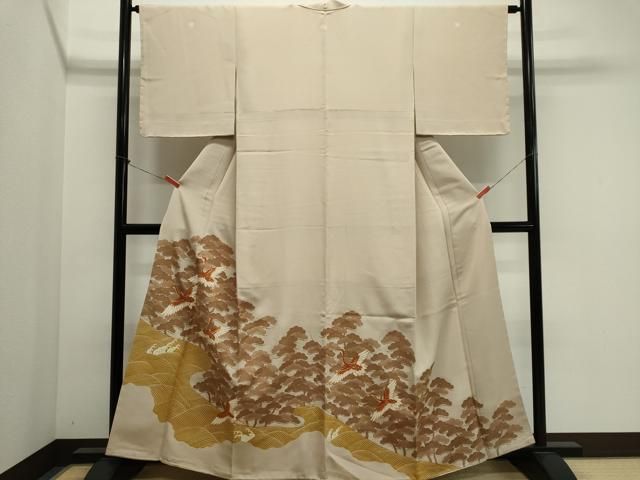 平和屋着物■豪華色留袖 駒刺繍 立波飛鶴松文 金彩 正絹 逸品 CABL5901ou