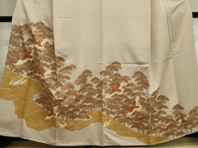 平和屋着物■豪華色留袖 駒刺繍 立波飛鶴松文 金彩 正絹 逸品 CABL5901ou