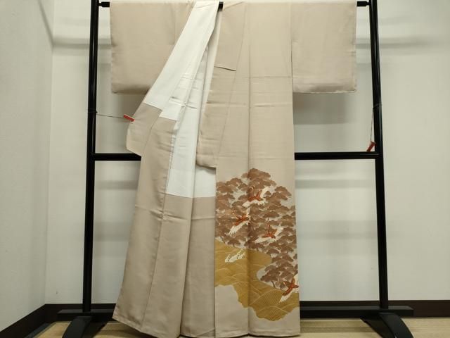 平和屋着物■豪華色留袖 駒刺繍 立波飛鶴松文 金彩 正絹 逸品 CABL5901ou