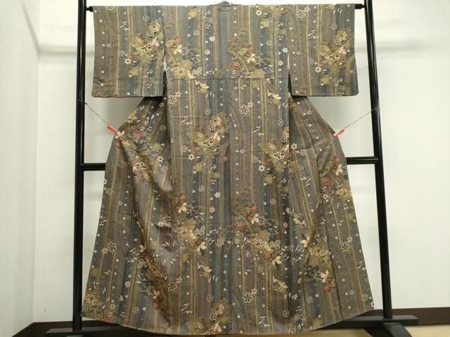 平和屋着物■上質な小紋 立波草花文 金彩 正絹 逸品 CABL5903ou