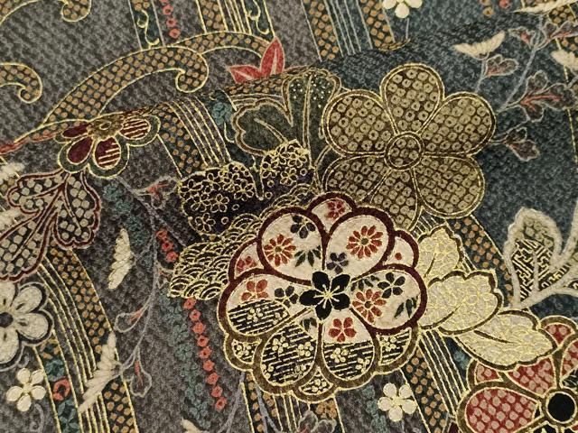 平和屋着物■上質な小紋 立波草花文 金彩 正絹 逸品 CABL5903ou