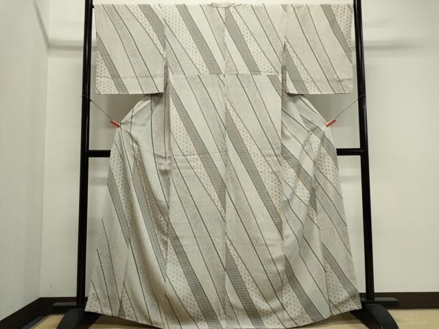 平和屋着物■上質な小紋 斜線吉祥文 正絹 逸品 未使用 CABL5908ou