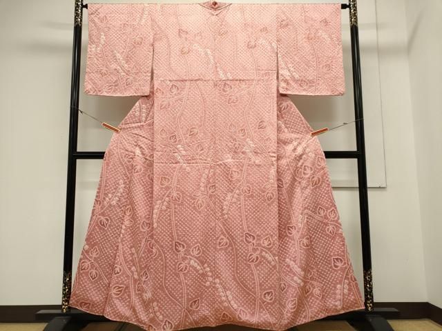 平和屋着物■上質な小紋 総絞り 枝葉文 正絹 逸品 CABL5941ou