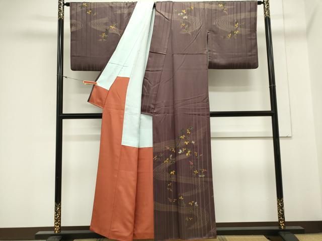 平和屋着物■訪問着 刺繍 流水草花文 金彩 正絹 逸品 CABL5942ou