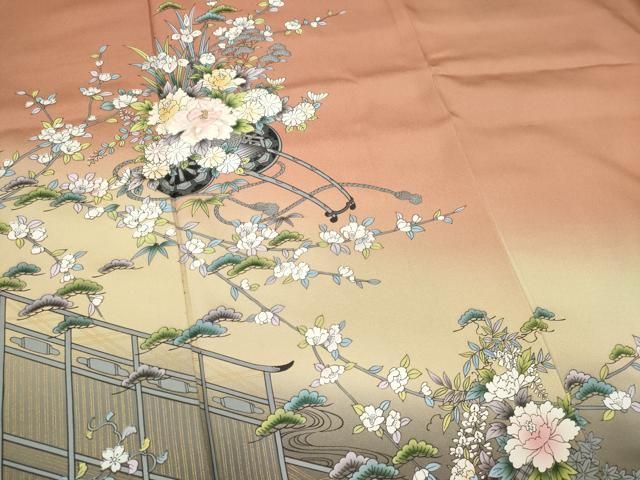 平和屋着物■訪問着 刺繍 花車文 暈し染め 金彩 正絹 逸品 CABL5943ou