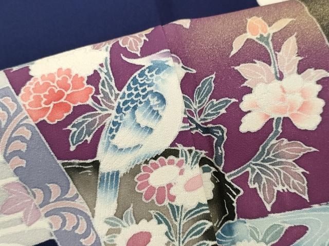 平和屋着物■訪問着 破れ色紙重ね花鳥文 金彩 正絹 逸品 CABL5944ou